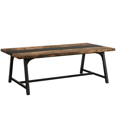 70,87 po, table de conférence rectangulaire moderne pour 6 à 8 personnes, bureau de direction avec structure en métal durable, grande surface de travail pour la collaboration entre la salle de conférence et l'équipe - brun rustique et noir