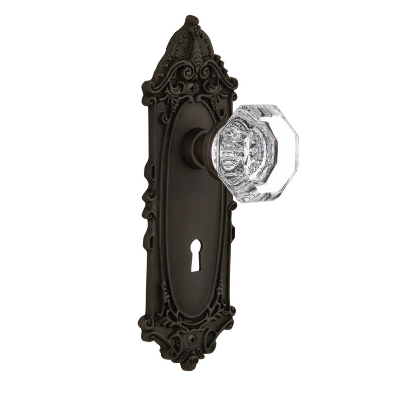 Victorian Plate with Decorative Keyhole and Waldorf Door Knob, Oil-Rubbed Bronze