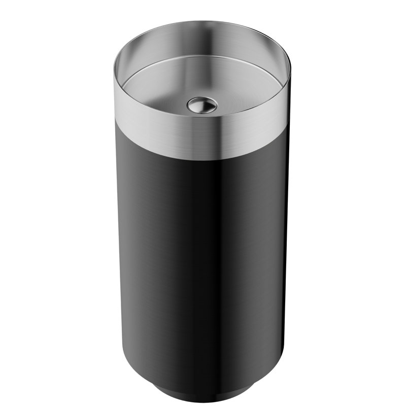 Karran Cinox 15'' Stainless Steel Circular Bathroom Sink, Stainless Steel/Gray
