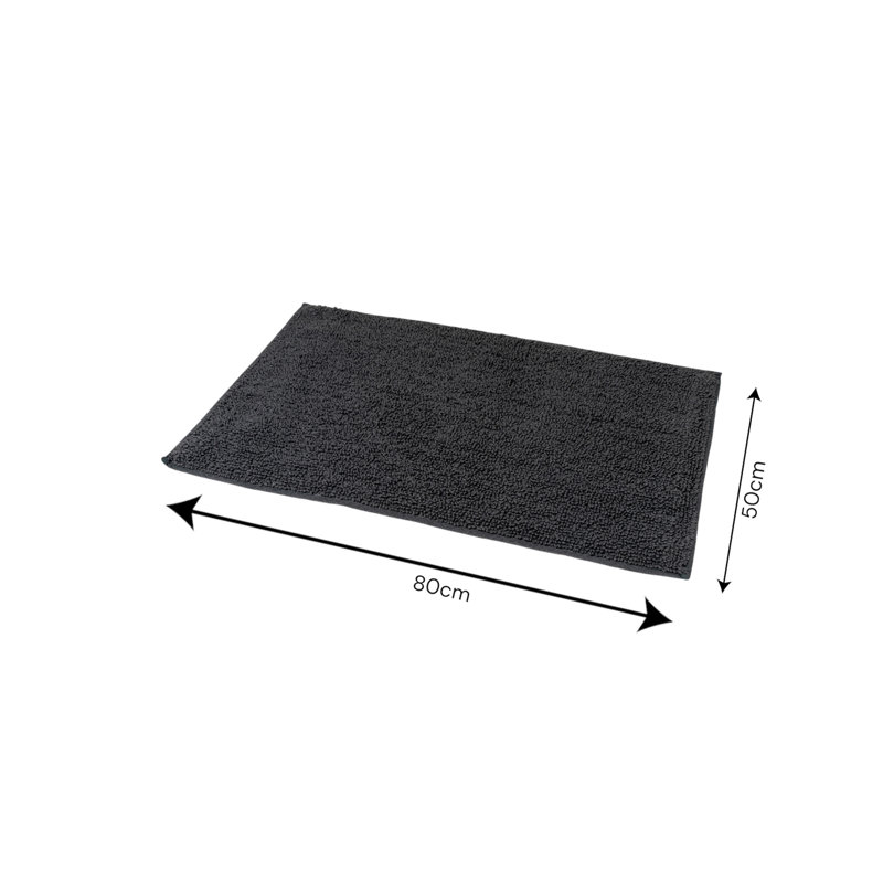 Andorra Non-Slip Bath Rug, Charcoal