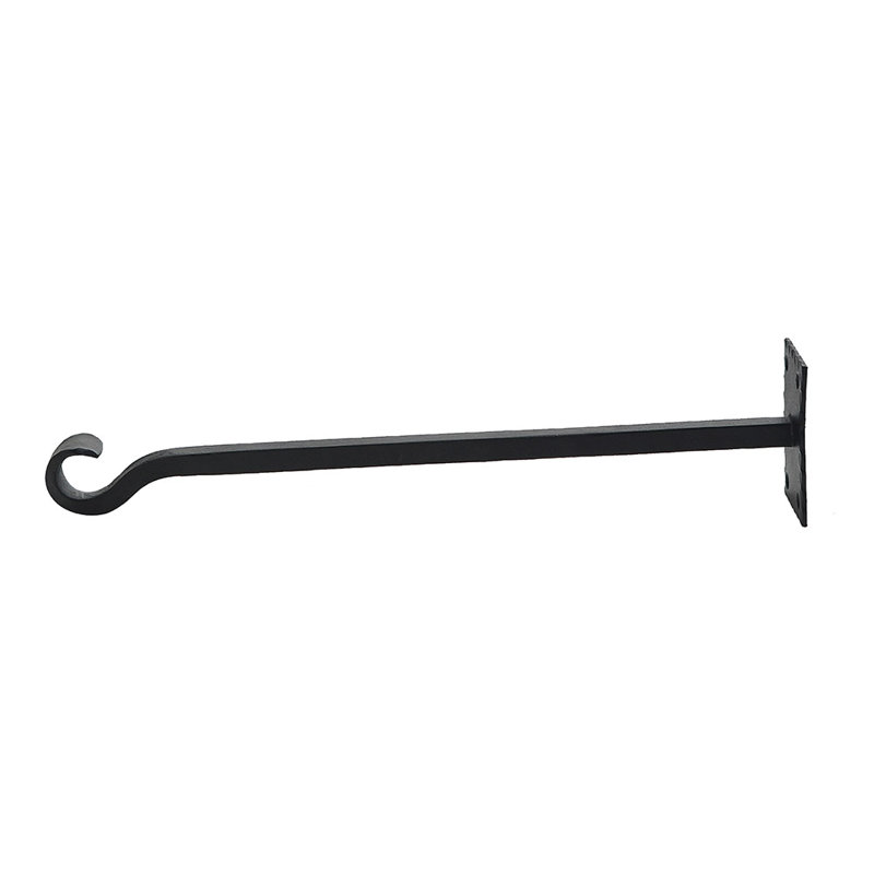 Black Wrought Iron Wall Bracket Set with Curved Hooks