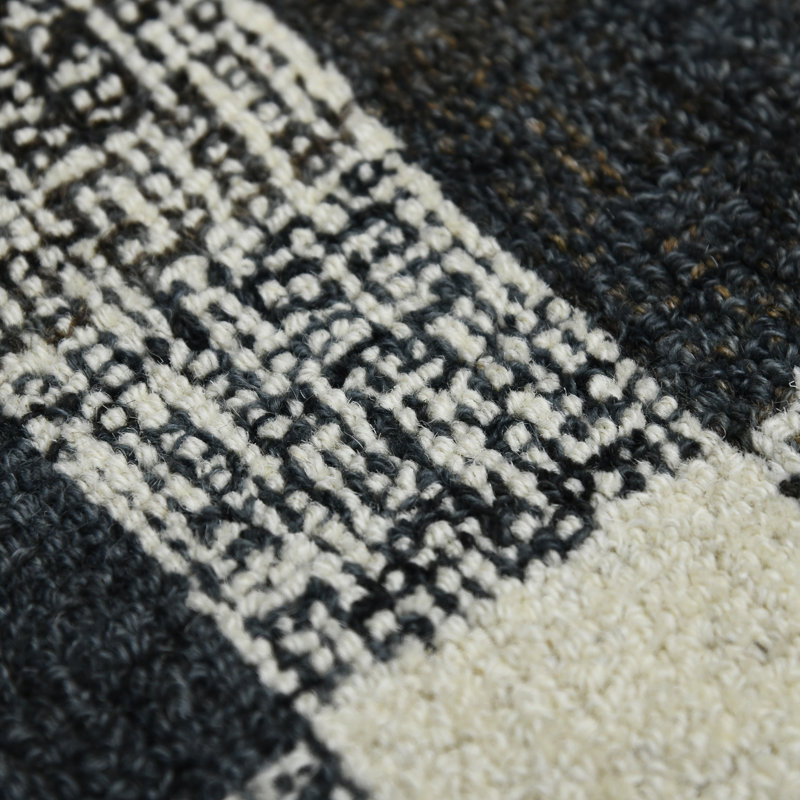 Tapis Ashleigh à carreaux, tufté à la main en laine de Nouvelle-Zélande, Rectangle 8 pi x 10 pi