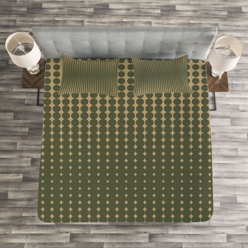 Adriyan Green/Brown Microfibre Bedspread Set, 220 x 264 cm