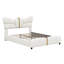 Structure de lit double avec tête et pied de lit papillon, lit plateforme tapissier en similicuir avec décor en métal doré-87395584