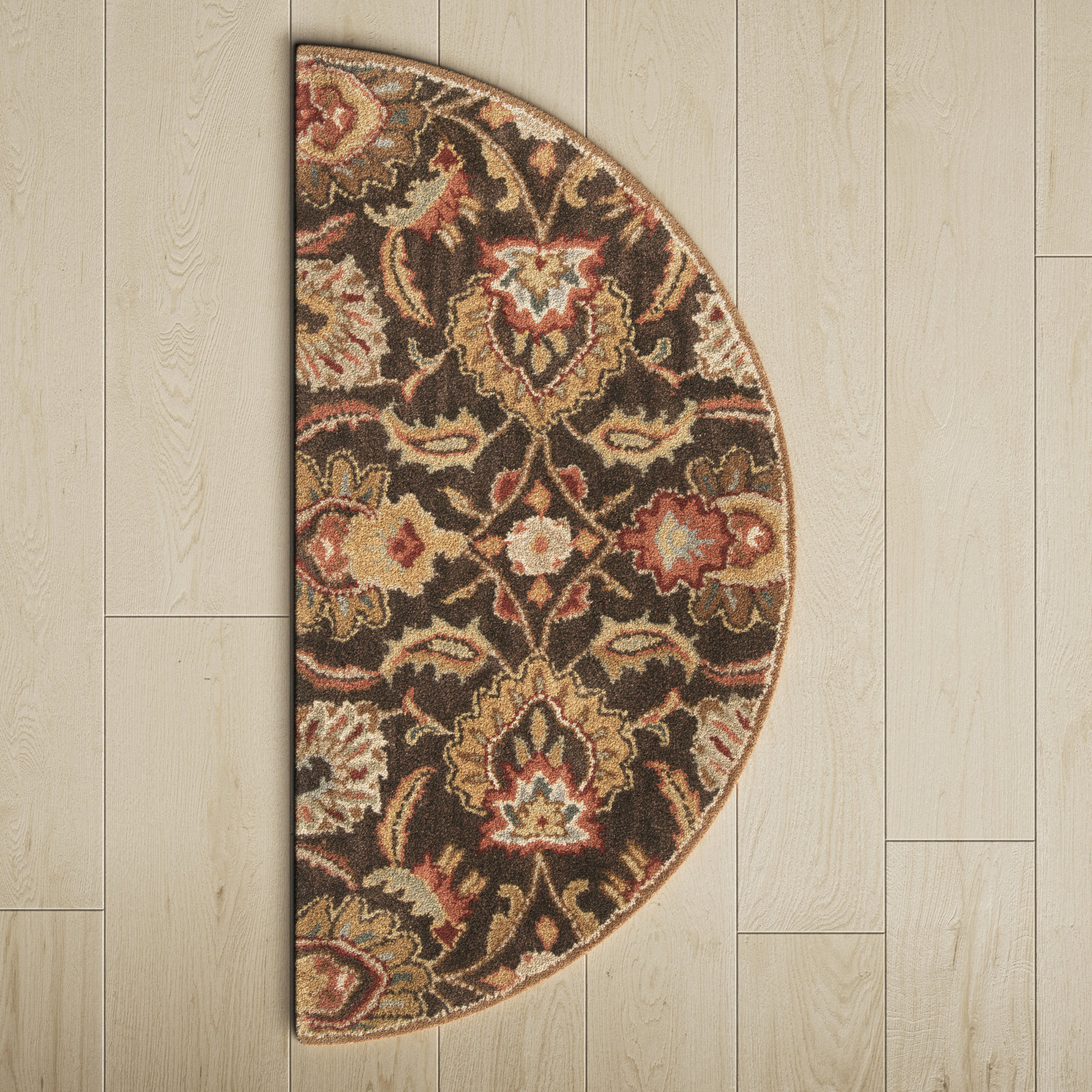 Arden Dark Brown Garnet Hand-Tufted Wool Rug, Half Circle 2' x 4'
