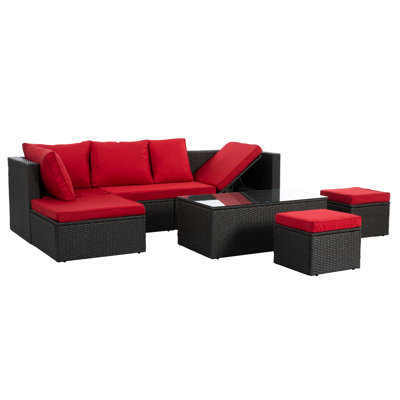 Extérieur 7 pièces - Structure en métal robuste et meubles pe 7 avec tissu imperméable