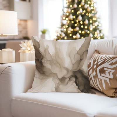 Housse de coussin abstrait géométrique abstraite - taupe brun taupe et ivoire crème