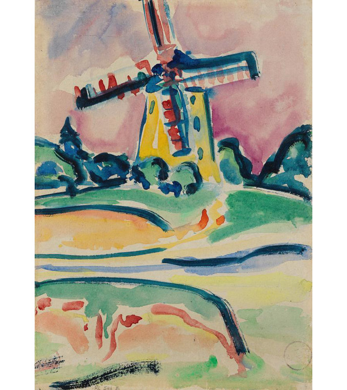 «Windmill» par Ernst Ludwig Kirchner - Art mural sur toile tendue avec châssis, H 18 po x l 14 po