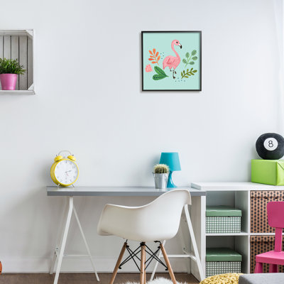 Flamant rose, illustration botanique de la bordure par Heather Strianese - Peinture