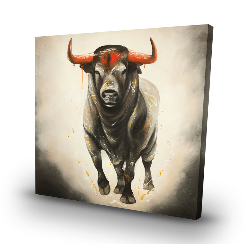 Fierce bull - 32"x32" art on canvas