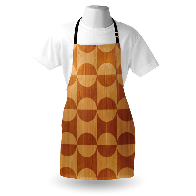 Tablier East Urban Home rustique unisexe, planches de chêne abstraites, taille adulte, orange et brun clair