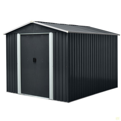 8Ft X 10Ft Outdoor Metal Storage Shed With Meatl Foundation