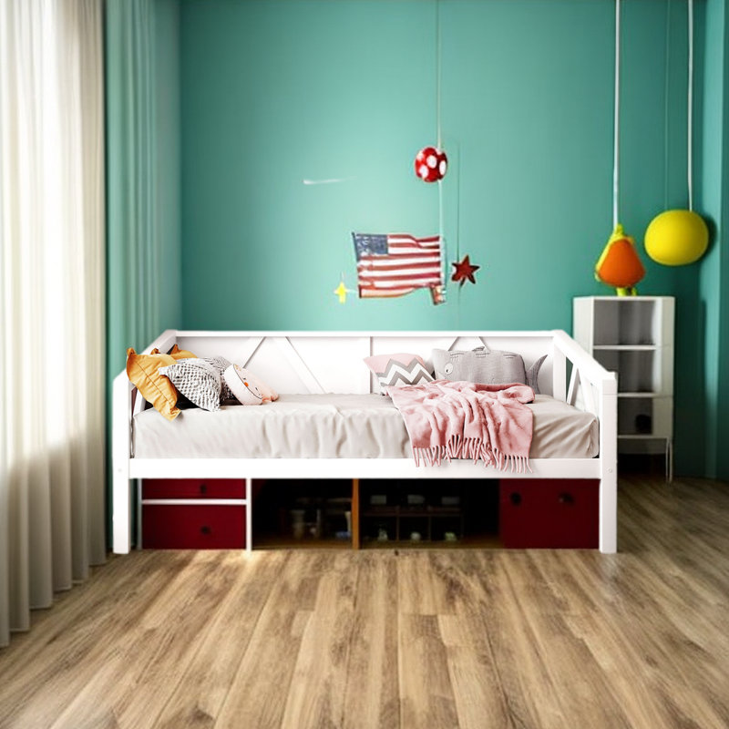 Lit de jour en bois, Blanc, Simple