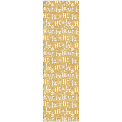 Premium Machine Washable Dockside AMF1814 HoHoHo Snowy Christmas Rug