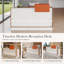 Bureau de réception double moderne avec éclairage ambiant à DEL - placage blanc et chêne avec accents de bois chaleureux-1390178014