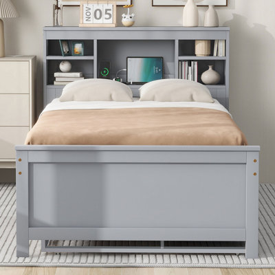 Platform Bed With Storage Headboard USB Trundle And 3 Drawers