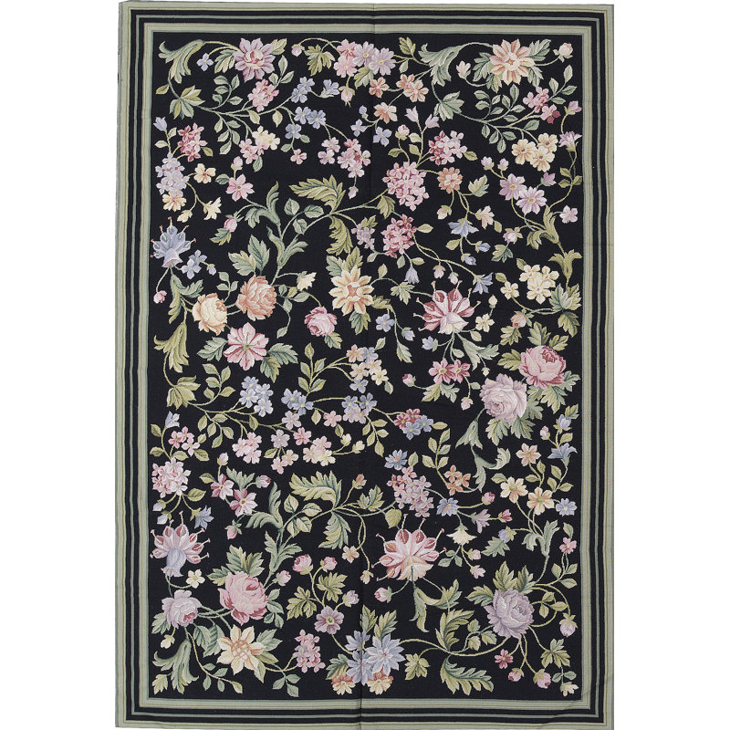 Tapis noir de haute qualité noué à la main