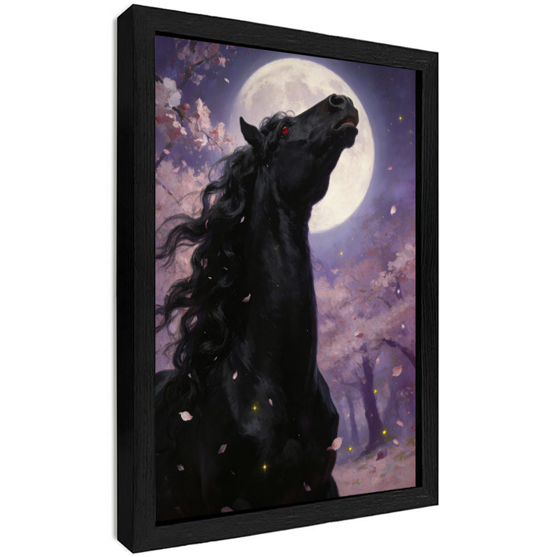 Reproduction d'art moderne sur toile encadrée noir moderne prêt à accrocher, H 25 po x l 17 po
