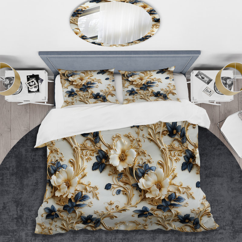 Ensemble de housse de couette à motifs victoriens rétro I, Housse de couette simple + 1 taie décorative stan