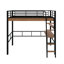 Lit mezzanine double en métal avec bureau intégré, tablette de rangement et échelle
