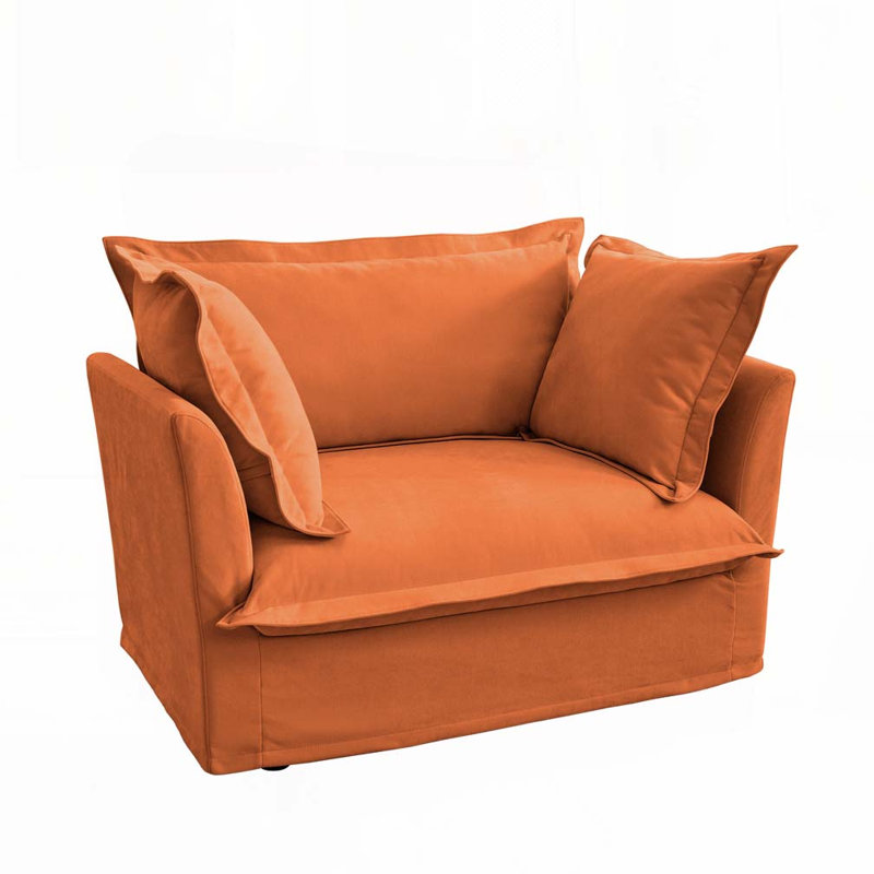 Latitude Run 49" Armchair with 2 Soft Pillows for Shetucket Modular Sectional Living Room set, Orange Chenille