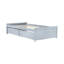 Lit simple en bois d'hévéa massif, 2 tiroirs, gris, avec support, installation facile du lit, bois gris, rangement pour la literie-559500940