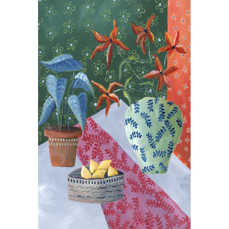 Table Vignette II -  Painting, 122 cm H x 81 cm W, Black Floater Framed