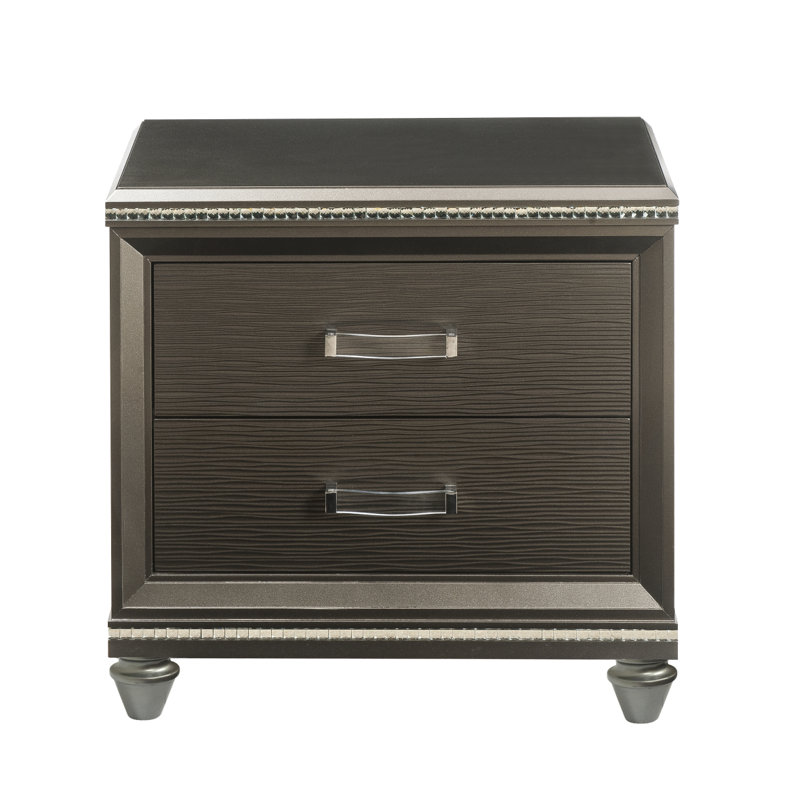 Table de chevet 2 tiroirs champagne foncé