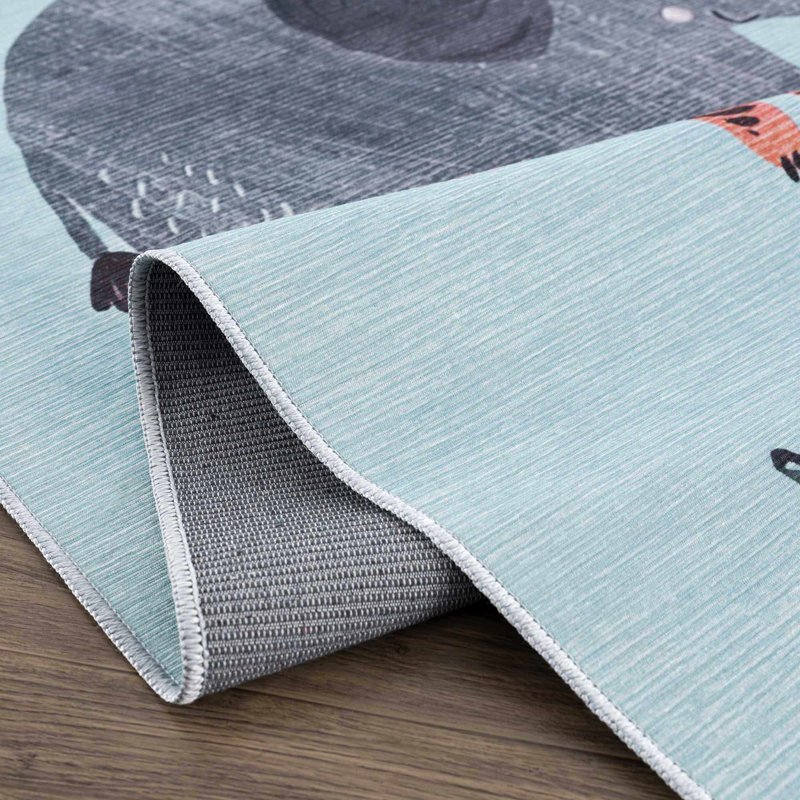 Tapis en polyester tissé à la machine Petey, Rectangle 5 pi 3 po x 7 pi 3 po