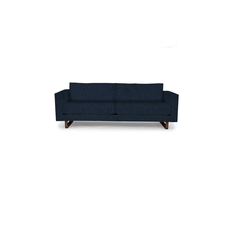 Avalon Sofa, Walnut, Midnight Blue Polyester Blend
