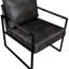 Chaise d'appoint de style industriel moderne en similicuir gris foncé et fauteuil en métal noir-1815030700