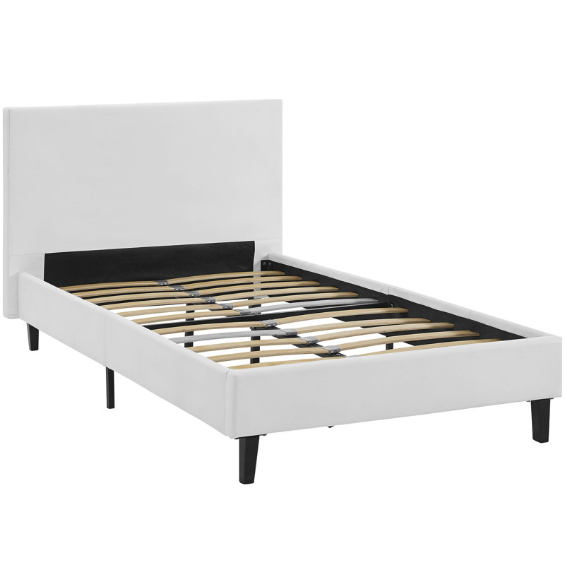 Anya Full Double White Faux Leather Upholstered Bed Frame