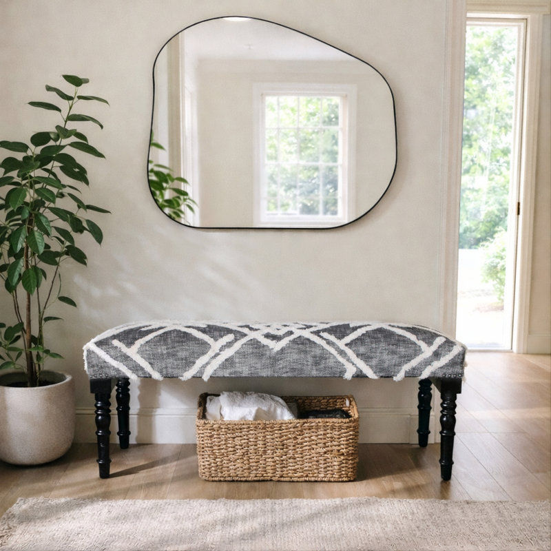Henrik Contemporary Handmade Tufted Fringed Upholstered Entryway Bench