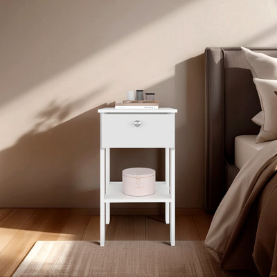 Nightstand With One Drawer And Open Shelf, Modern Bedside Table
