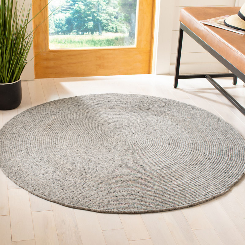 Tapis de couleur unie en laine tissé à la main 0,6 Cordero 0,4, Rond 6 pi
