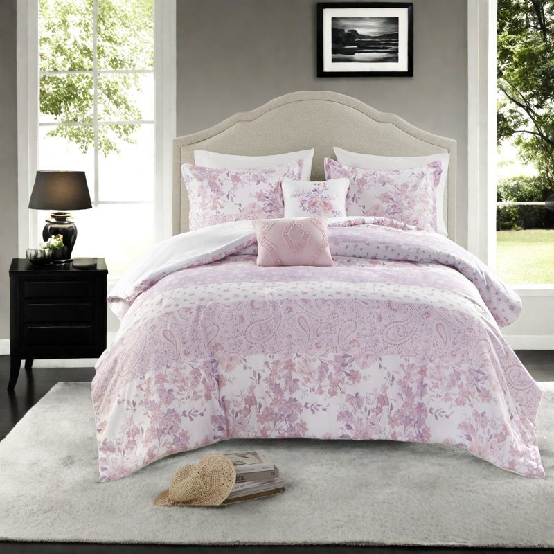 Ensemble de literie en polyester doux de style floral rétro pour un usage domestique