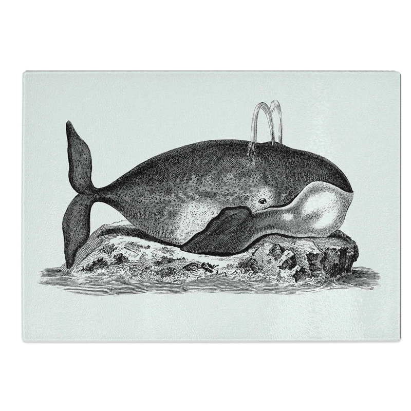 Glass Great Whale in Black & White by George Shaw Chopping Board, 39 cm W x 28.5 cm L