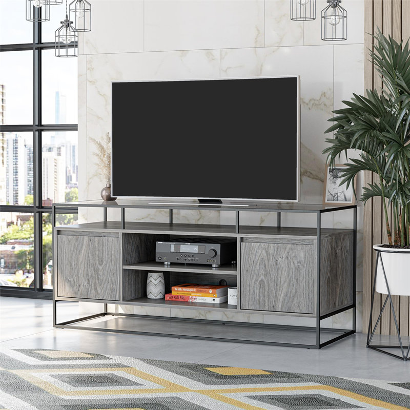 Mauitsby Unfinished TV Stand for TVs up to 58", Grey Oak