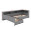 Lit plateforme simple en bois en L avec lit gigogne et tiroir-334670539