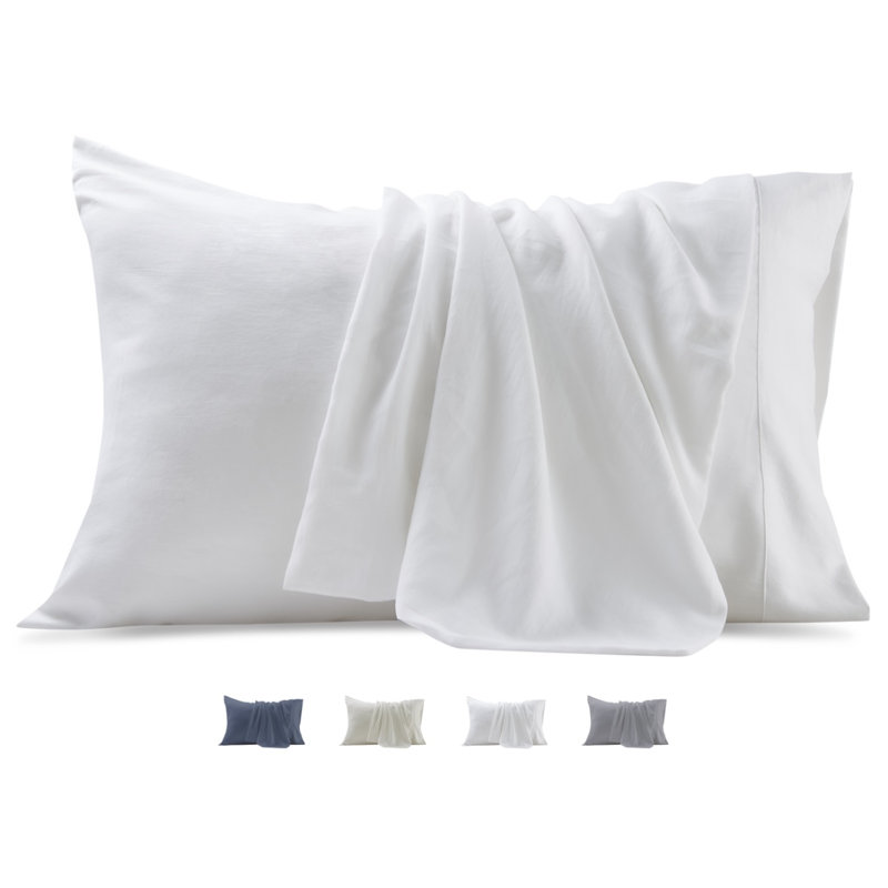 Soft Twill Microfiber Fabric Pillowcases Set, Queen Pillowcase, White