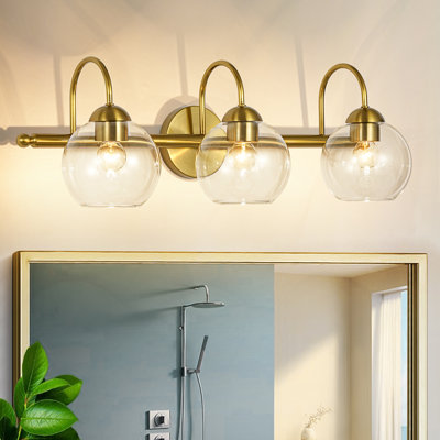 3 - Light Dimmable Bathroom Vanity Light With Globe Shade
