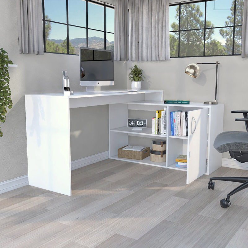 Axis 60" L Shape Computer Desk, White