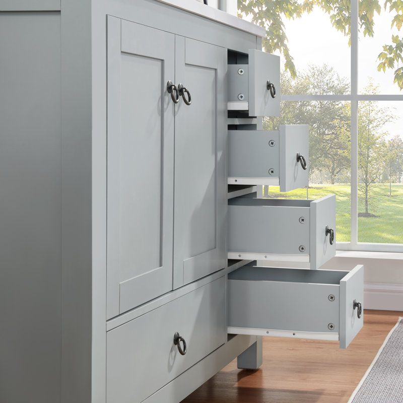 Meuble-lavabo simple 37 po avec 5 tiroirs et 2 portes Brashears