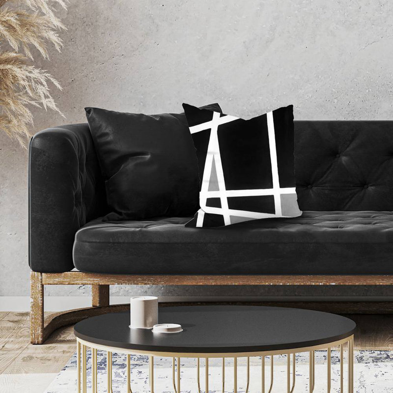 Black and white abstract shapes - 18"x18" Throw pillow cover - Poly twill - Print on demand