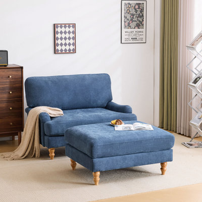 47" Upholstered Accent Chair With Ottoman,