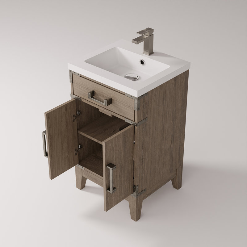 Ensemble de meuble-lavabo simple l 20 po x P 18 po, comptoir en acrylique et robinet, Gris