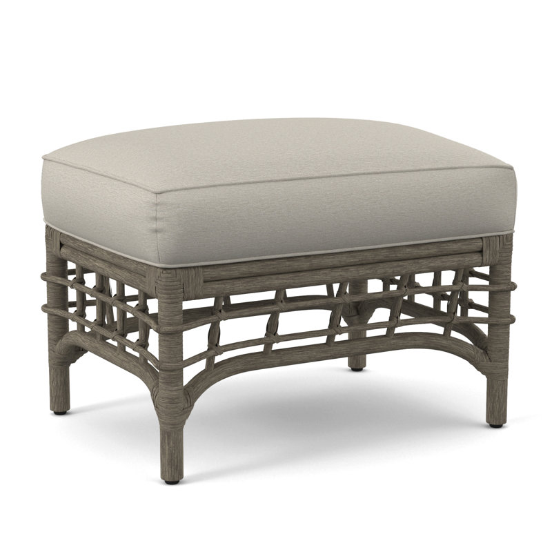 Luca Upholstered Ottoman, White Performance Fabric; 0851-94, Stone Hearth