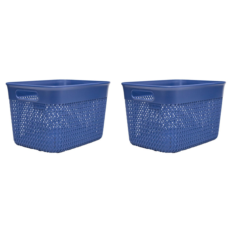 Latitude Run® Lightweight Heavy Duty Storage Woven Trendy Basket, 2 Pack, Blue