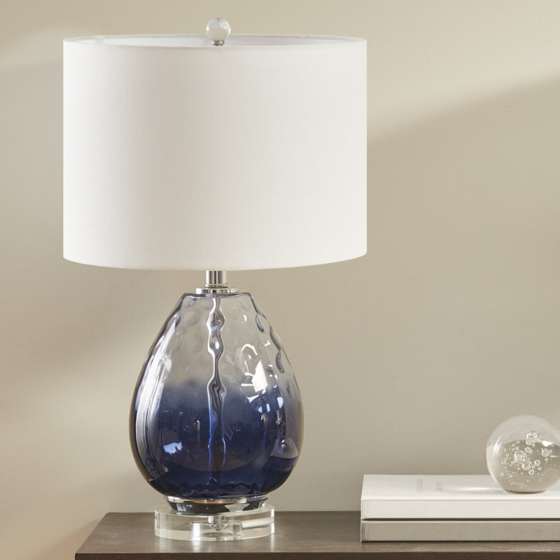 Lampe de table Arlean, Transparent, bleu marine