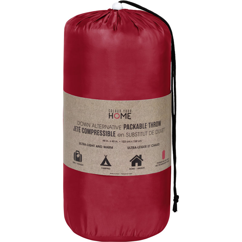 Red Knitted Polyester Reversible Throw Blanket